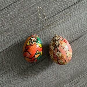 Vintage Hand-Painted Decorative Egg Ornaments